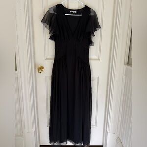 Reformation Black Maxi Dress with Sheer Sleeves